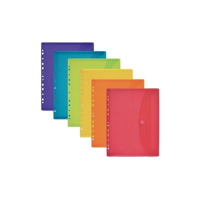 Dosier Sobre Oxford Pp Translucido Velcro A4 Multitaladro Surtido (6 Colores) 15 unidades