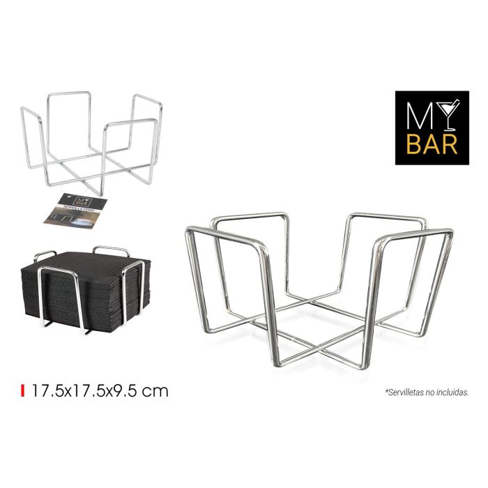 Servilletero Cromado My Bar 17.5 x 17.5 x 9.5 cm (12 Unidades) Servilletero Cromado My Bar 17.5 x 17.5 x 9.5 cm (12 Unidades)