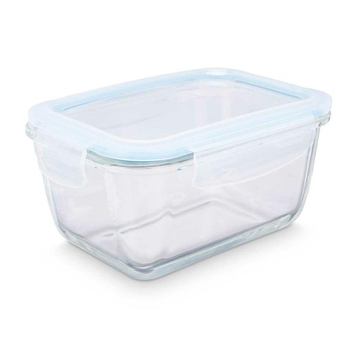 Fiambrera Transparente Silicona Vidrio de Borosilicato 950 ml 18 x 8,8 x 13,5 cm (12 Unidades) 1