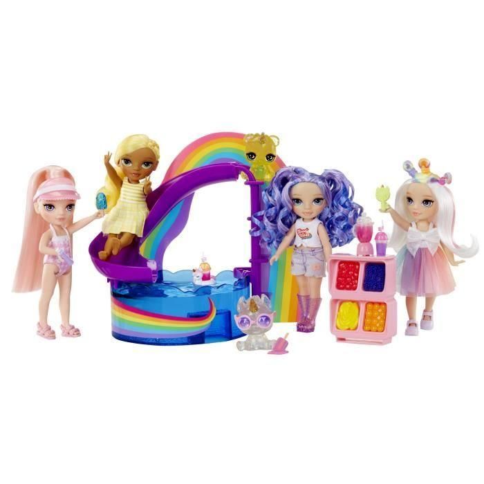 MGA 522249 Rainbow High Littles Playset: Día de Piscina con Muñeca Blush Parker y Accesorios Flotador Unicornio 5
