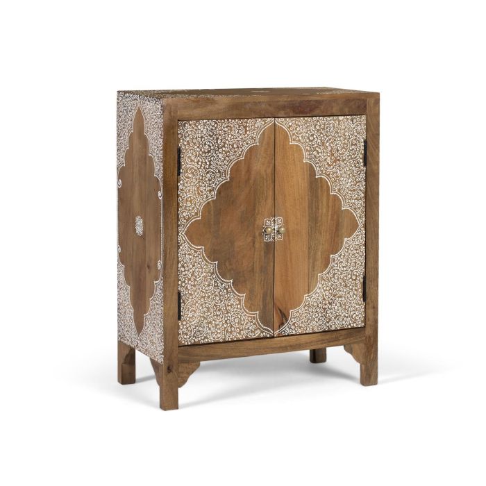 Giner y Colomer Mueble Auxiliar en Madera de Mango con 2 Puertas Pintadas a Mano, Blanco y Natural 1