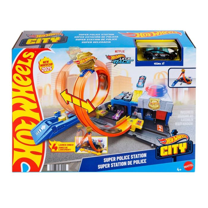 Pista Súper Estación De Policía Jbm71 Hot Wheels 1