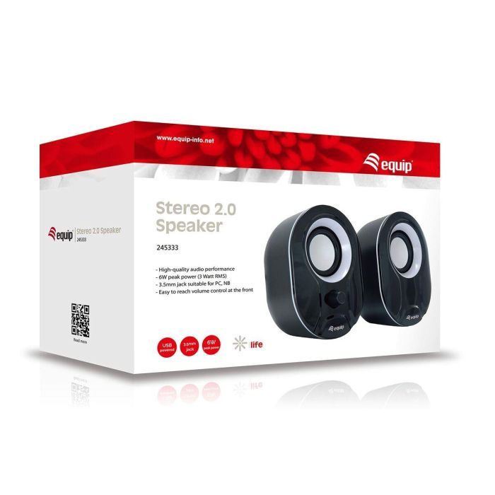 Altavoces PC Equip 245333 Negro Negro/Blanco 3 W 3 Altavoces PC Equip 245333 Negro Negro/Blanco 3 W 3