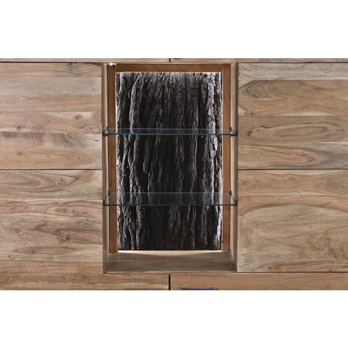 DKD Home Decor Armario Colonial Marrón 4 Puertas Acacia Cristal Led 145x40x153 cm 7