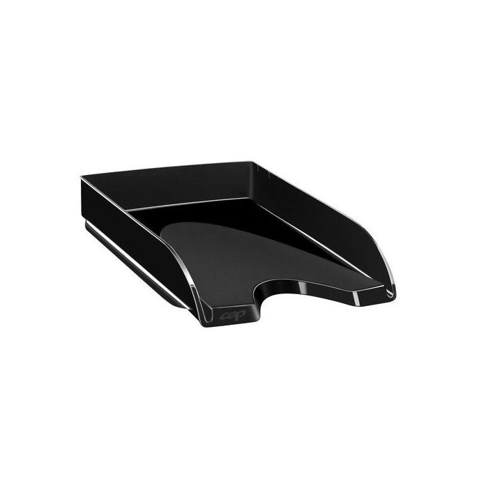 Cep Bandeja de Sobremesa Apilable de Plástico Negra 348x257x66 mm para Documentos A4, Fabricada en Poliestireno