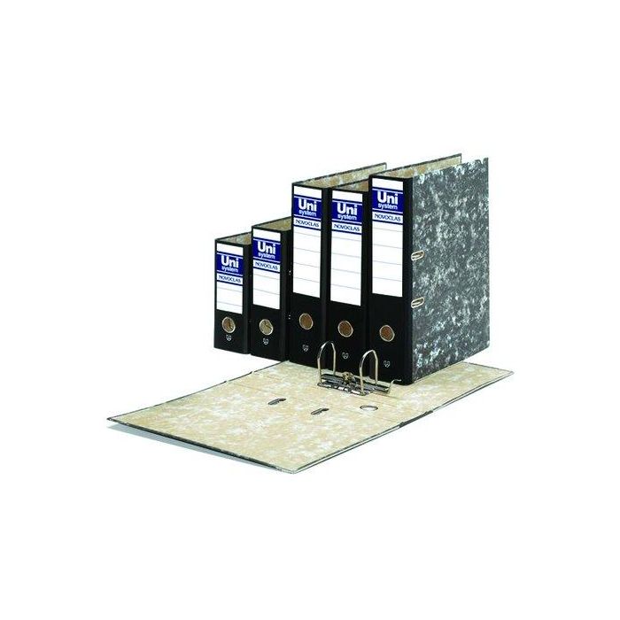 Archivador Palanca Unisystem Novoclas Carton Sin Rado 4º Natural 65Mm Negro (Set de 12)