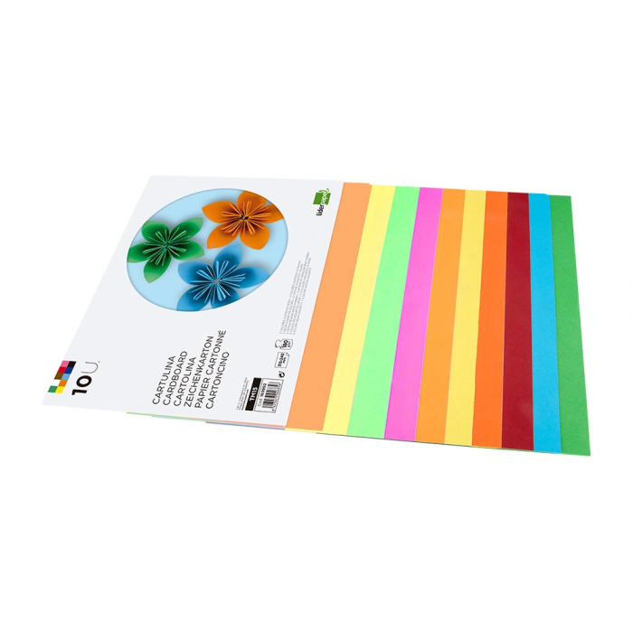 Liderpapel Bloc trabajos manuales cartulina 180 g/m² 240x315mm 10 hojas colores neon e intensos 3