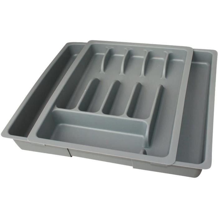 Bandeja de cubiertos extensible para cajón, ancho adaptable 290-475 mm, fondo 380 mm, alto 63 mm 1