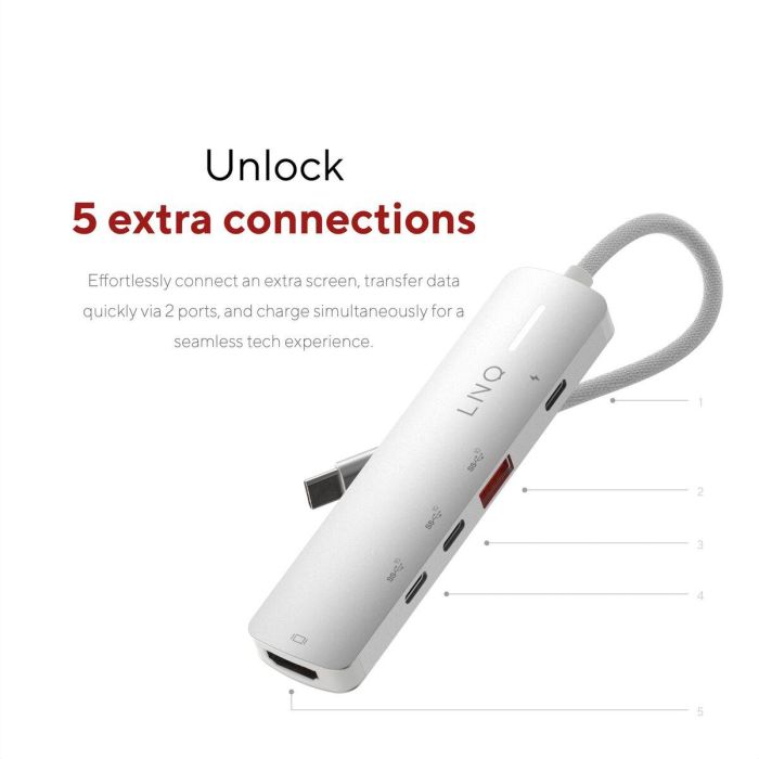 Hub USB Linq Byelements LQ49051 Blanco Gris 16