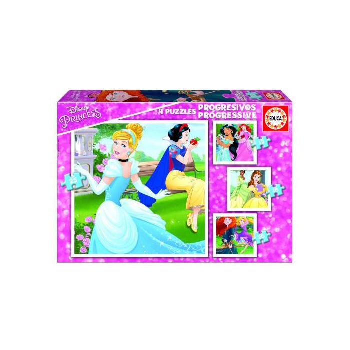 EDUCA BORRAS Puzzle Progresivo Princesas Disney 12-16-20-25 piezas