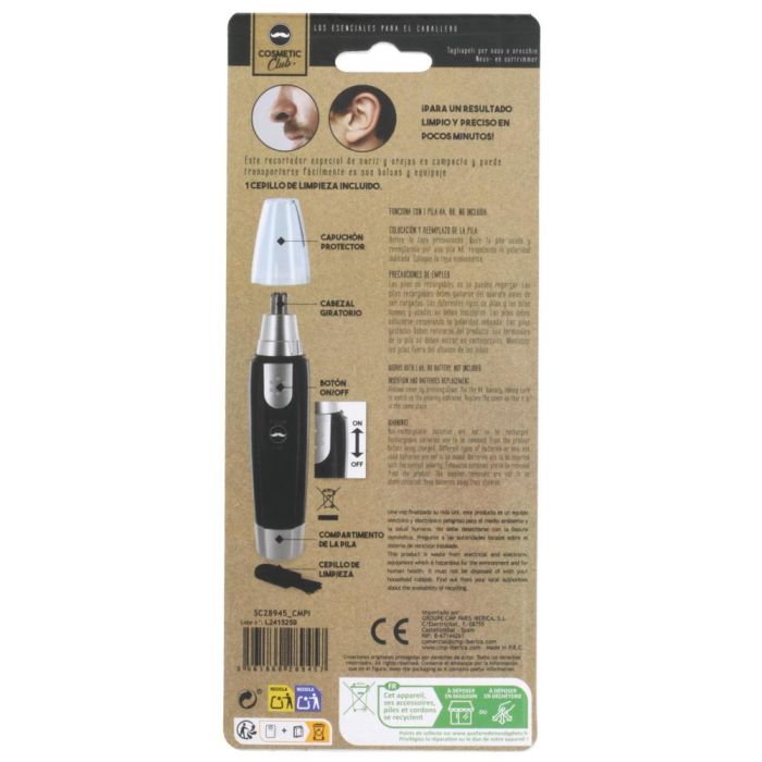 Cosmetic Club Cortapelos Nariz Y Orejas Barber Shop Rápido Preciso Práctico Recorta Pelos De Nariz Y Orejas Eficaz Sin Peligro Pila AA 4