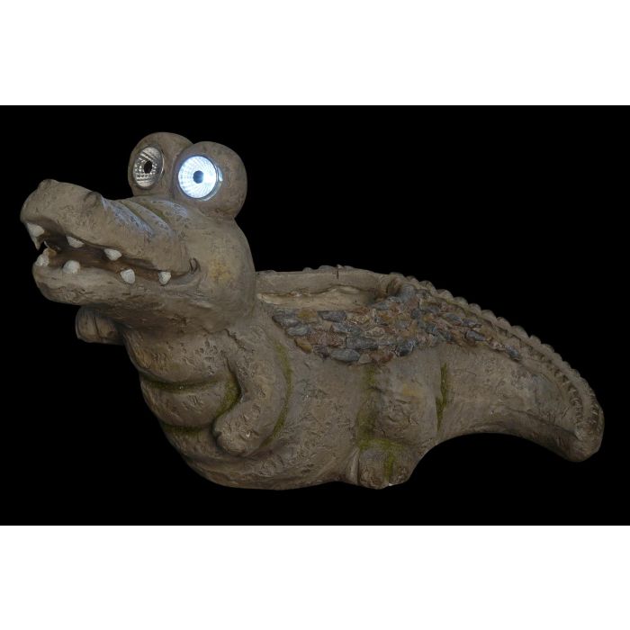 DKD Home Decor Lámpara Solar LED de Jardín Figura Cocodrilo Macetero Artesanal Resina Gris 21x27x45 cm - Pack 2 Unidades 1 DKD Home Decor Lámpara Solar LED de Jardín Figura Cocodrilo Macetero Artesanal Resina Gris 21x27x45 cm - Pack 2 Unidades 1