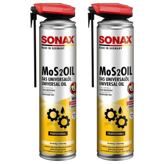 Sonax Pack X2 Mos2Oil Con Easyspray 400 mL SXP03394000X2 Agente de contacto, deslizante y lubricante, protege y lubrica piezas, afloja tornillos