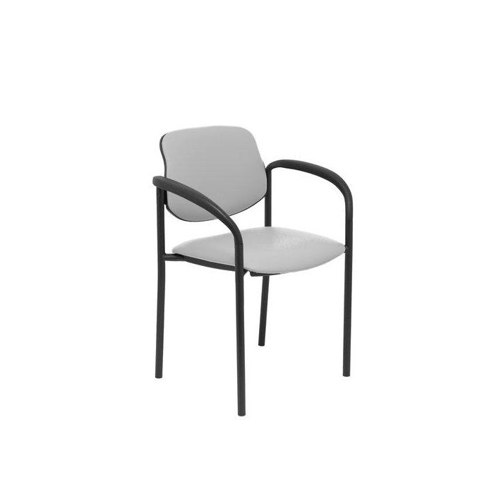 Silla Piqueras Y Crespo Villalgordo Confidente Brazos Fijos Chasis Negro Asiento Y Respaldo Tapizados Similpiel Gris