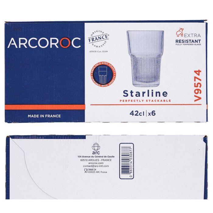 Caja 6 Vasos Altos Tensionados Starline Arcoroc 42 cL 5