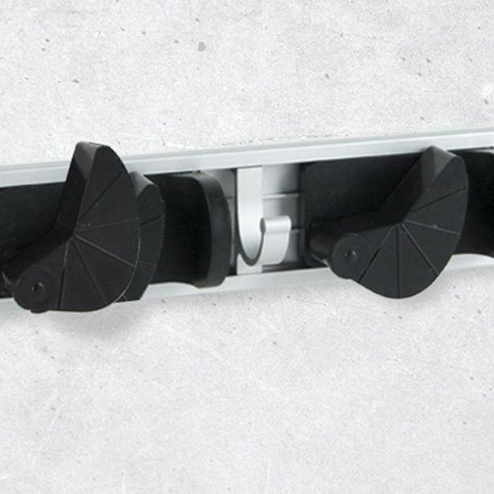 Je cherche une Idee Colgador Múltiple Modular de Aluminio 31cm con 2 Ranuras y 3 Ganchos para Escobas y Herramientas 4
