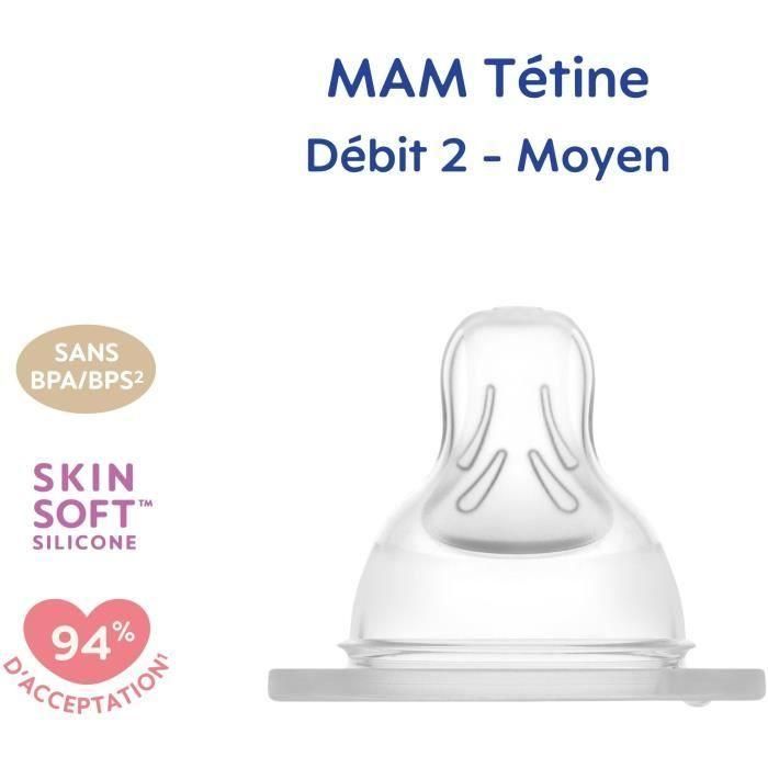 MAM Tetina Anatómica de Silicona Flujo Medio 2 - Juego de 2 Tetinas - Para una Succión Similar al Pecho Materno - Transparente 2 MAM Tetina Anatómica de Silicona Flujo Medio 2 - Juego de 2 Tetinas - Para una Succión Similar al Pecho Materno - Transparente 2