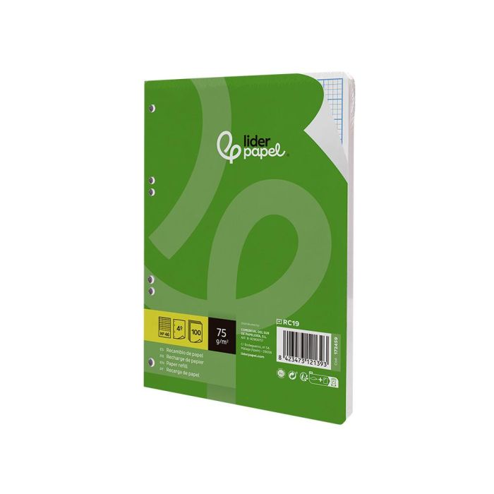 Recambio Liderpapel Din A5 100 Hojas 75 gr Rayado N 46 6 Taladros 2