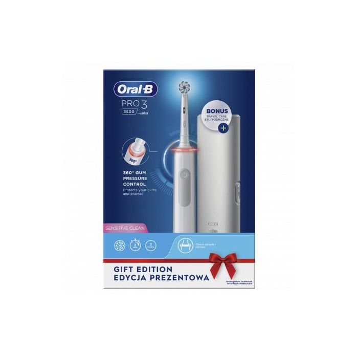 Oral-B Pro 3 3500 Cepillo Dental Eléctrico Giratorio para Adulto, Batería Recargable, Color Blanco, con Estuche de Viaje 1 Oral-B Pro 3 3500 Cepillo Dental Eléctrico Giratorio para Adulto, Batería Recargable, Color Blanco, con Estuche de Viaje 1