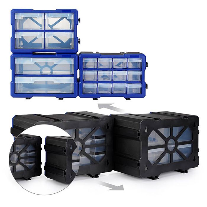 Workpro Organizador Apilable 12 Cajones Transparente PP 295x195x160mm para Almacenamiento y Organización 4 Workpro Organizador Apilable 12 Cajones Transparente PP 295x195x160mm para Almacenamiento y Organización 4