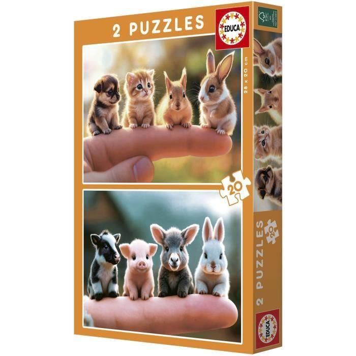 Educa Puzzle Rompecabezas Infantil 2x20 piezas Bebés Animales. Juego educativo de cartón para niños a partir de 3 años. 3