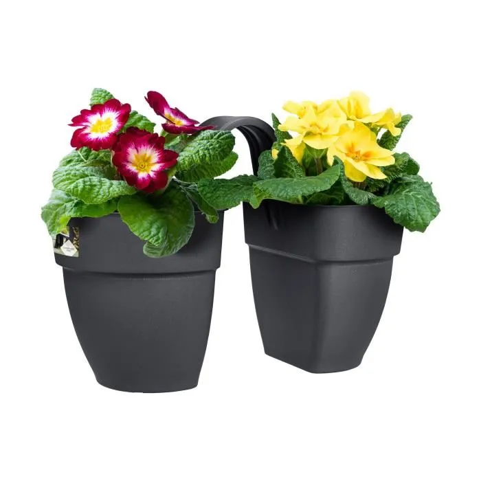 Elho Vibia Campana Flower Twin 21 Maceta Antracita L 38,4 x An 20,5 x Al 26,5 cm