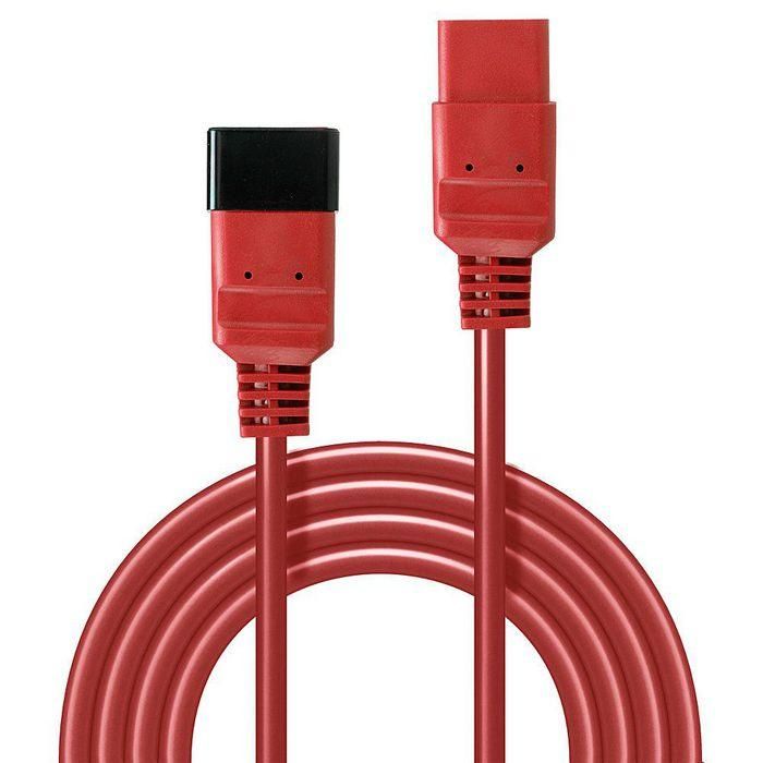 Lindy 3m IEC C19 to C20 Extension Cable, Red 1 Lindy 3m IEC C19 to C20 Extension Cable, Red 1