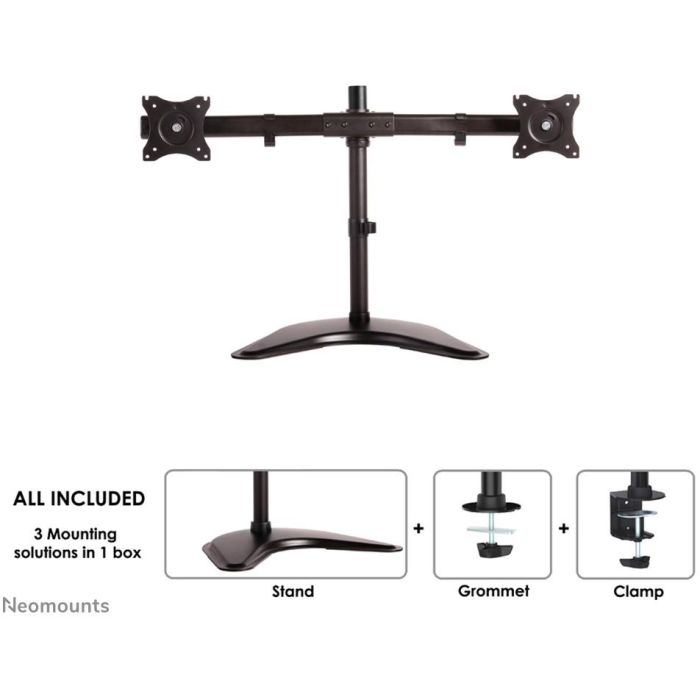 Neomounts NM-D335DBLACK Soporte de mesa Full-Motion para 2 pantallas de 10-27 pulgadas, hasta 16kg, Negro 1 Neomounts NM-D335DBLACK Soporte de mesa Full-Motion para 2 pantallas de 10-27 pulgadas, hasta 16kg, Negro 1