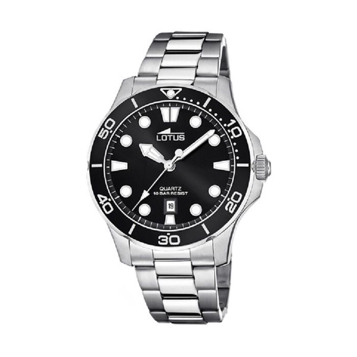 Reloj Hombre Lotus Negro Plateado Reloj Hombre Lotus Negro Plateado