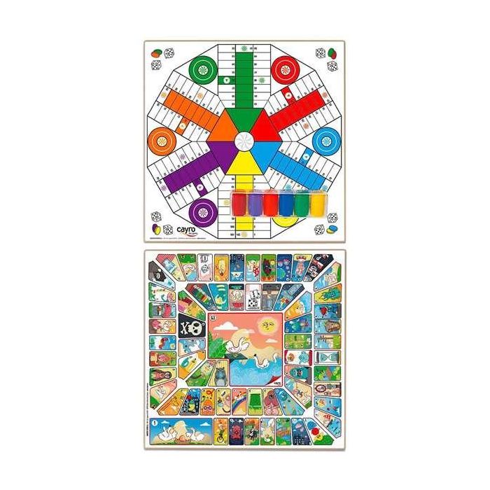 Tablero parchis 6 jugadores y oca de madera 40x40 cm con accesorios 1 Tablero parchis 6 jugadores y oca de madera 40x40 cm con accesorios 1