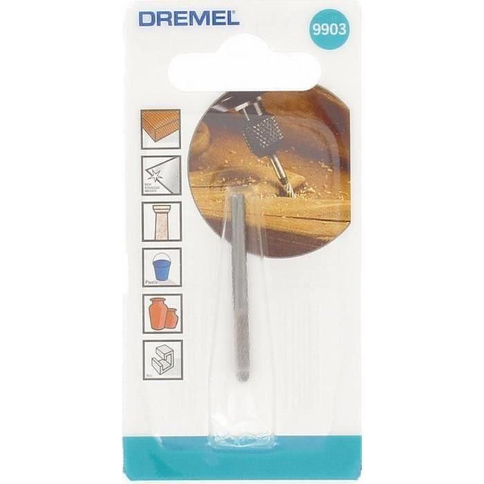 Dremel 9903 Fresa de carburo de tungsteno 3.2mm para desbaste, dar forma y alisar materiales duros: acero, plásticos, madera. 1 Dremel 9903 Fresa de carburo de tungsteno 3.2mm para desbaste, dar forma y alisar materiales duros: acero, plásticos, madera. 1