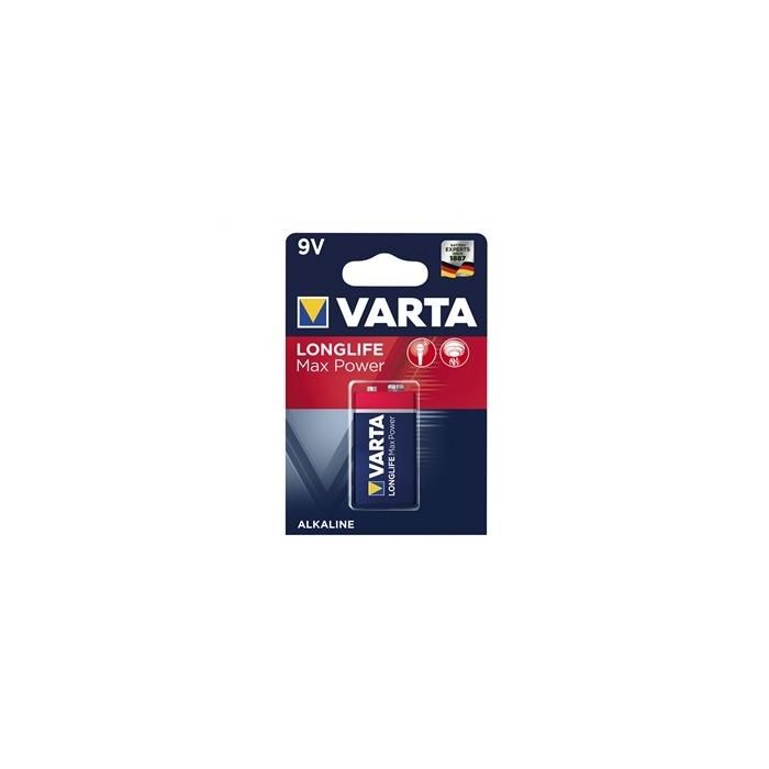 Pila varta long life max power 9v - 6lr61 (blister 1 unid.) 26,5x17,5x48,5mm