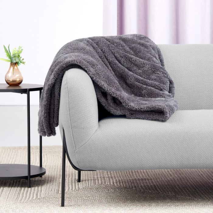 Day Manta de Vellón de Peluche 150x200 cm Gris Oscuro Beige 250g 1