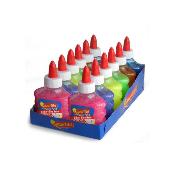 Cola Glitter Glue Supertite Bote De 80Ml Surtido Neon Expositor De 12