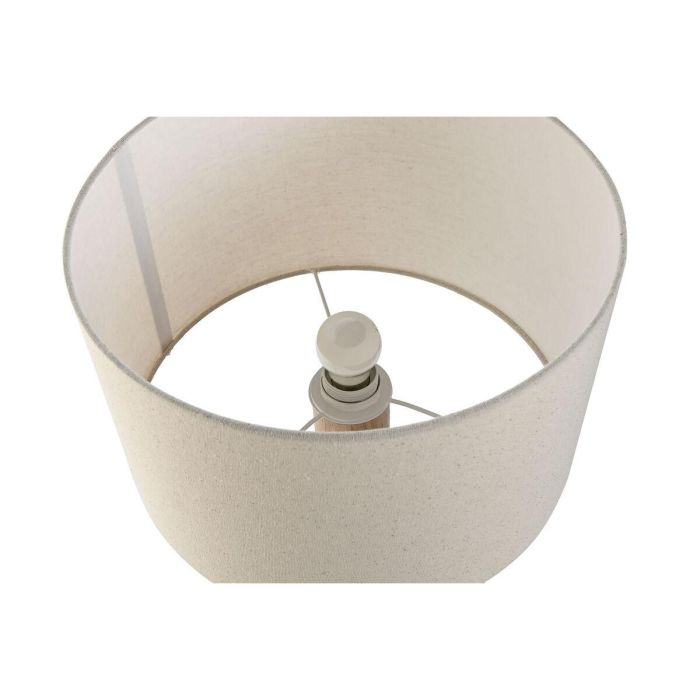 DKD Home Decor Lámpara de Sobremesa Urban de Madera Hevea y Lino Marrón Beige con Detalle de Bolas, 32x32x56 cm E27 4 DKD Home Decor Lámpara de Sobremesa Urban de Madera Hevea y Lino Marrón Beige con Detalle de Bolas, 32x32x56 cm E27 4