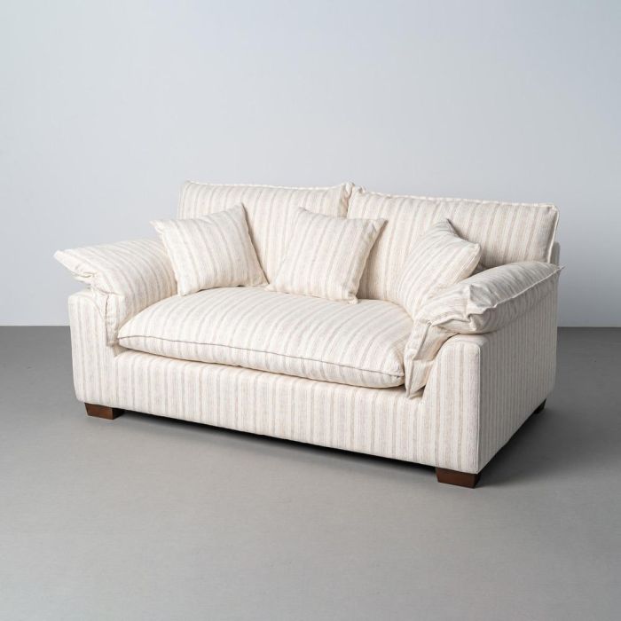 Sofá 2 Plazas Rayas Crema Tejido 178 X 101 X 71 cm