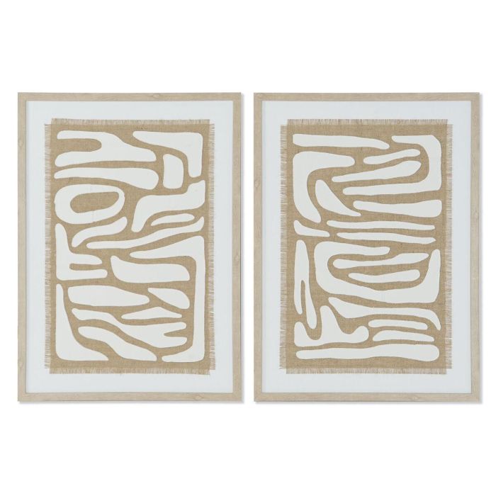 Cuadro Scandi DKD Home Decor Blanco Beige 2.5 x 72.5 x 52.7 cm (2 Unidades)