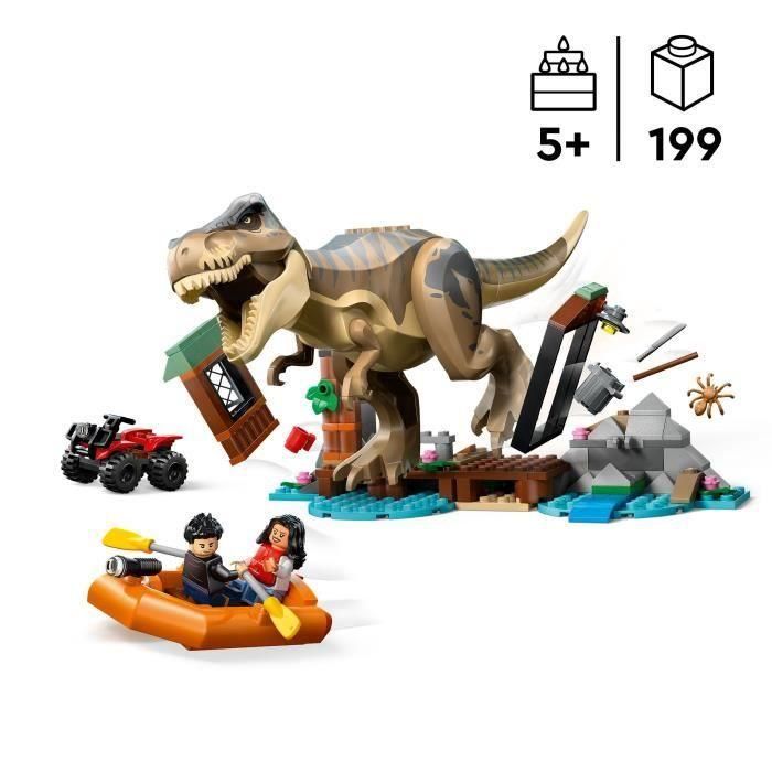 LEGO 76975 Jurassic World El Renacer Set Construcción Huida por el Río y Caza T. rex Articulado con Bote y Minifiguras 1