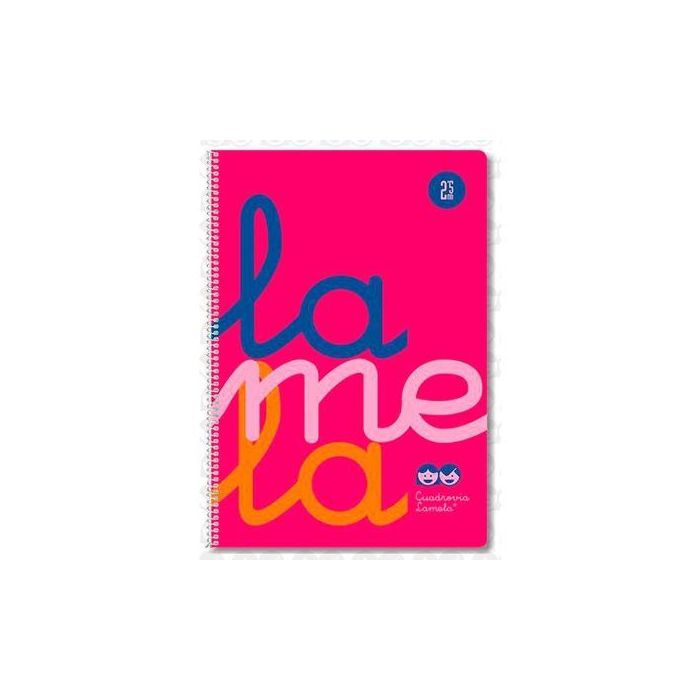 Lamela Cuaderno Espiral Folio 80H 90g Cuadrovía 5mm C/Margen Cubierta PP Rosa Fluorescente (5 Unidades) (5 Unidades)