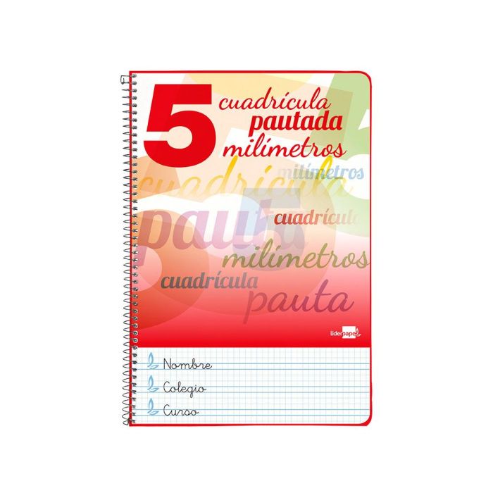 Cuaderno Espiral Liderpapel Folio Pautaguia Tapa Blanda 80H 75 gr Cuadro Pautado 5 mm Con Margen Colores Surtidos 8 unidades 2