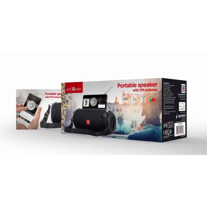 Gembird SPK-BT-17 Altavoz Bluetooth Portátil con Antena, Radio FM, USB y 3.5mm - Negro 1 Gembird SPK-BT-17 Altavoz Bluetooth Portátil con Antena, Radio FM, USB y 3.5mm - Negro 1