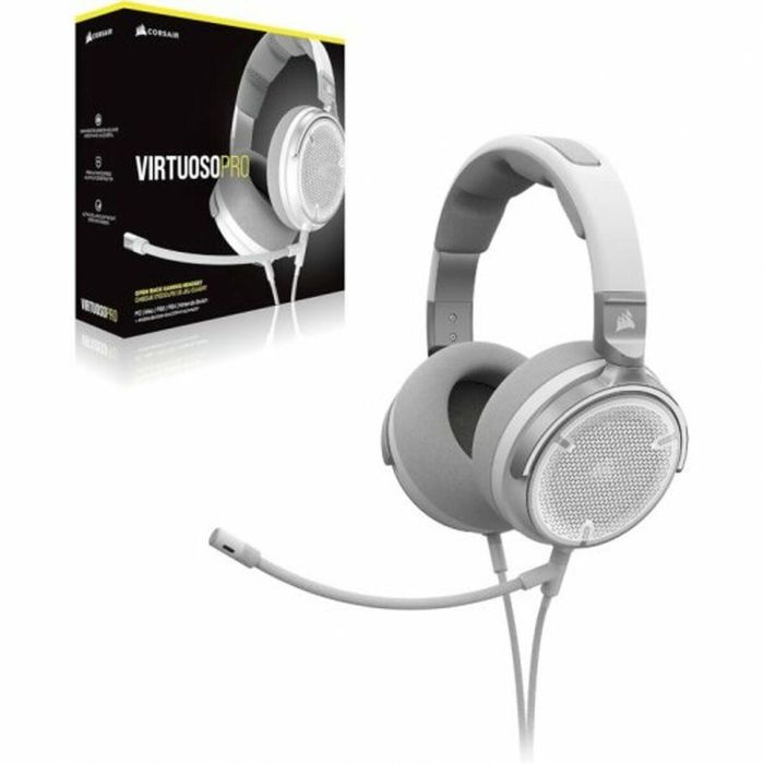 Corsair Virtuoso Pro Auriculares Gaming Abiertos con Cable para PC y Streaming, Color Blanco 1