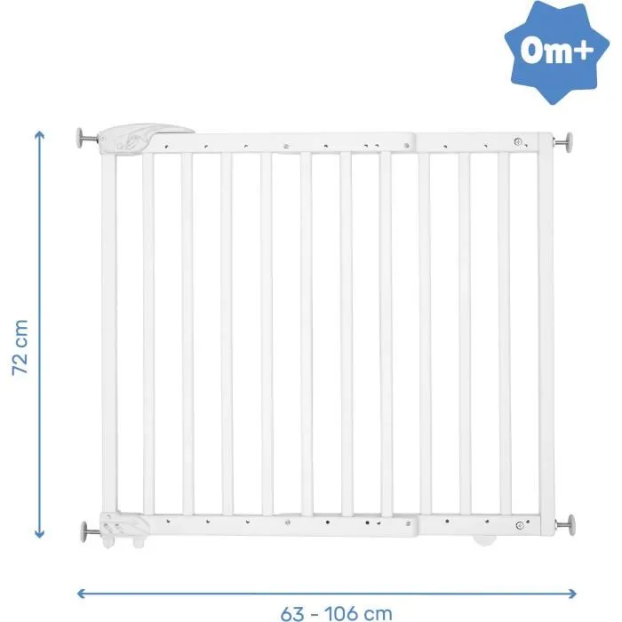 Badabulle Barrera de Seguridad Deco Pop Blanca Ajuste a Presión y Tornillos 63.5 - 106cm 3