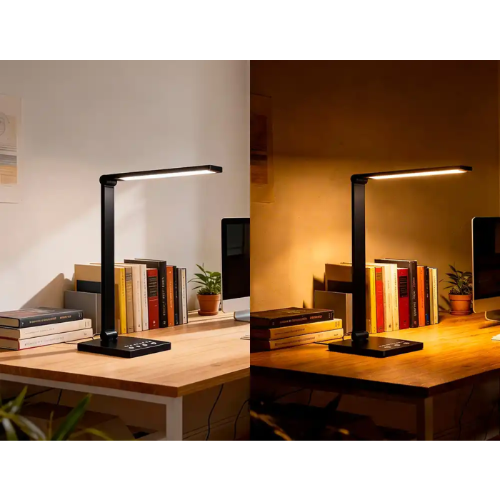 Q-connect Lampara Escritorio Vega LED 10W 400lm Tactil 5 Niveles Brillo Color Regulable Negro 8