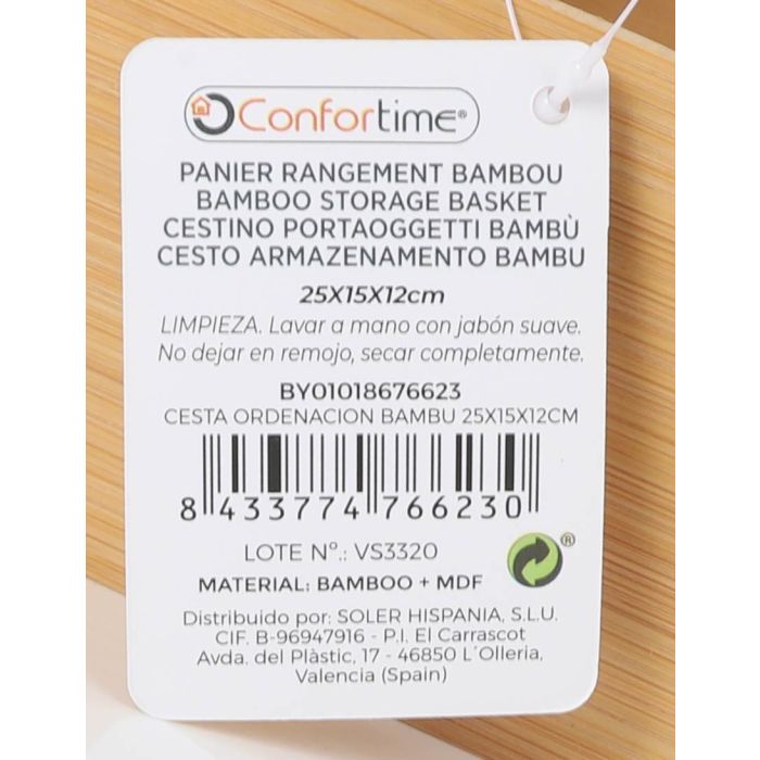 Cesta de Ordenación de Bambú 25x15x12 cm - Confortime (8 Unidades) 10 Cesta de Ordenación de Bambú 25x15x12 cm - Confortime (8 Unidades) 10