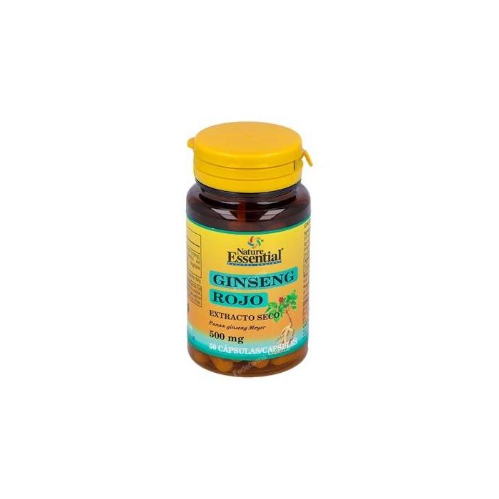 NATURE ESSENTIAL Ginseng Rojo 500 mg, Extracto Seco 4:1 (Panax Ginseng), 50 Cápsulas Duras - Complemento Alimenticio