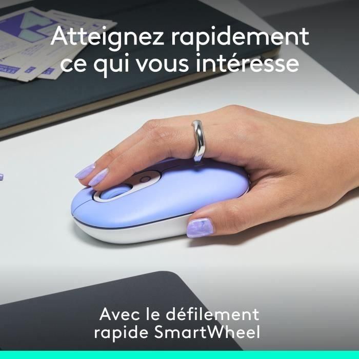 Logitech Ratón Inalámbrico Pop Mouse Lila - Alta Precisión, Personalizable, Multidispositivo 2