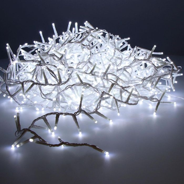 Lumineo Guirnalda LED Compact 500 LEDs Parpadeante Exterior Blanco Frío Cable Blanco 16m IP44 con Temporizador