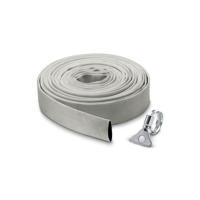 Karcher Kit de manguera plana textil 10 m x Ø 1''1/4 (32 mm) para bombas de descarga, flexible, con abrazadera de acero inoxidable, máx. 5 bares