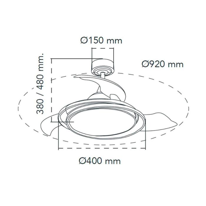 Ventilador de techo led 3cct aspas retráctiles antila mini 40 W 4000 lm plata 4